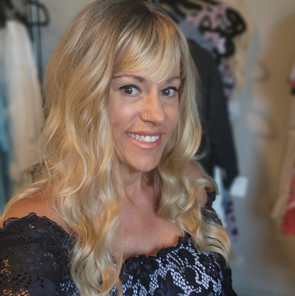 Brown Ombre into Blonde Curled Wig, adjustable headband.